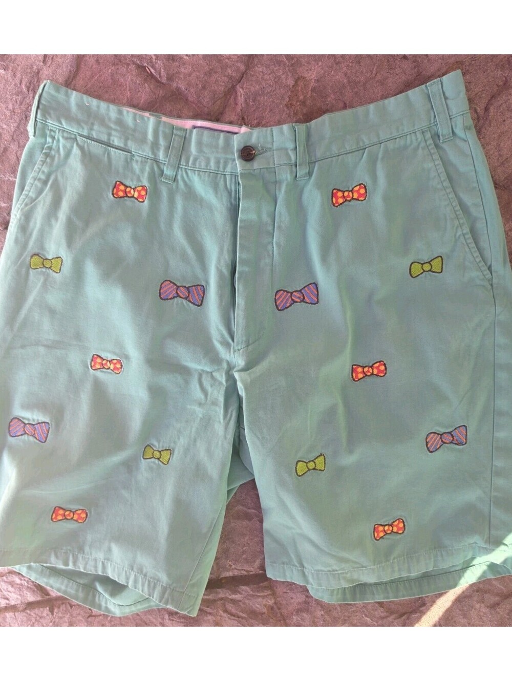 Castaway Nantucket Shorts Mens 36 10" Inseam Green Embroidered Bow Tie Chino